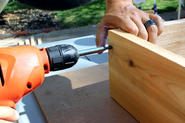 drill deck screws two per corner | how to make an elevated planter box